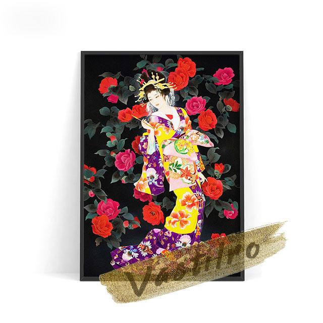 Морита Харухико, постер японского традиционного костюма и дизайн кимоно, любительская коллекция, стена красоты Укиеэ