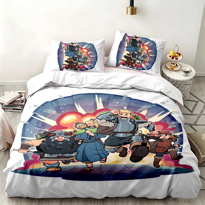 Delicious in Dungeon 3pc set Perfect for bedroom use Comfortable bedding set includes a duvet cover and two pillowcases Ideal birthday or Christmas gi