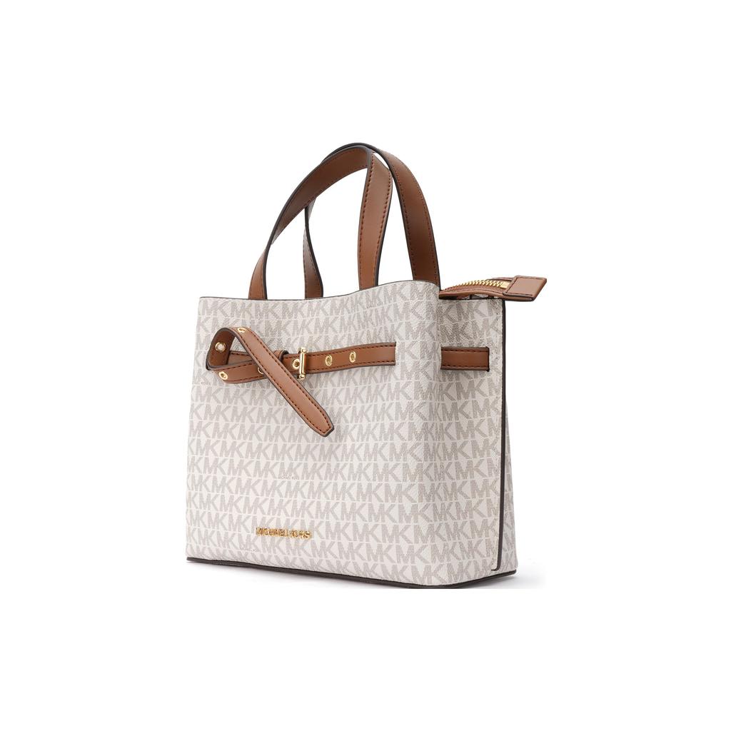 New MICHAEL KORS Emilia Canvas Square Handbag, Shoulder Bag, Crossbody Bag Small Women's Vanilla White 35H0GU5S1B-VANILLA