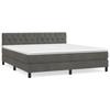 3141492 vidaXL Lit à sommier tapissier et matelas Gris foncé 160x200cm Velours