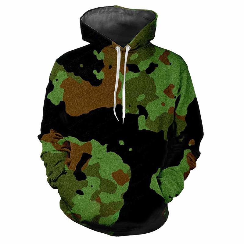 Толстовка с капюшоном Jungle Camouflage 3D Printed Spring Autumn Street Sweatshirt Свободная повседневная спортивная верхняя одежда для детей Классические камуфляжные толстовки с капюшоном