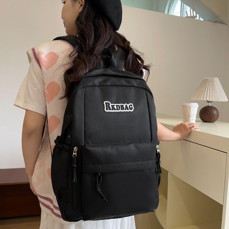 Студенческий однотонный школьный женский рюкзак в студенческом стиле с буквенным принтом, рюкзак большой емкости