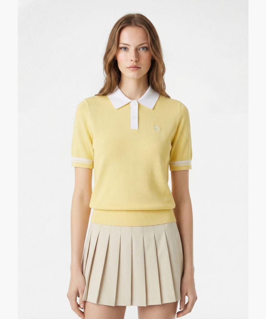 Meonsingweeo Women'S Textured Collar Sweater Yellow Mr122Lsw33