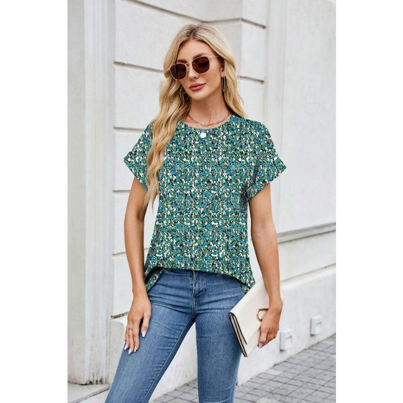 Женская футболка с коротким рукавом и круглым вырезом, весна-лето, лето