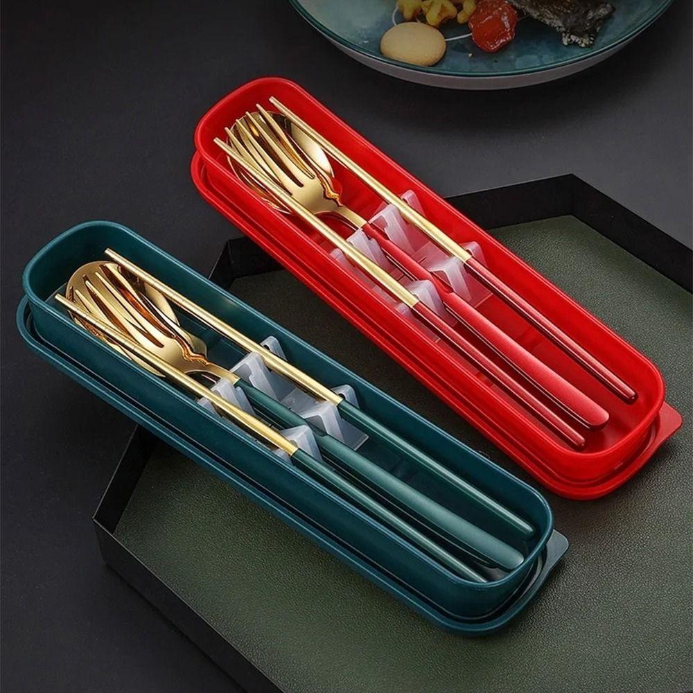 Набор вилок и ложек серебряного/золотого цвета, палочки для еды, дорожные столовые приборы из нержавеющей стали для пикника