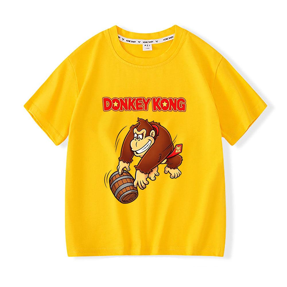 Game Donkey Kong Bananza Children's T-shirt 100% Cotton Cartoon Print Tees Cute Boys Girls Short Sleeve O-neck Kids Tops Summer