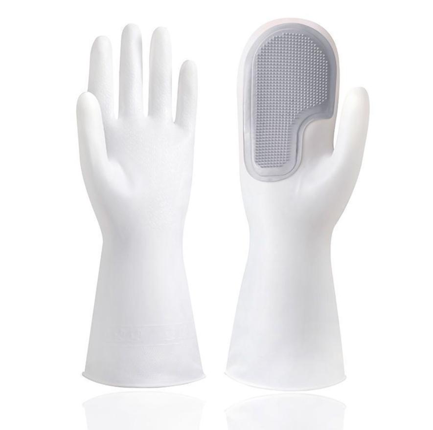 32CM Multifunctional Magic Brush Dishwashing Glove Rubber Kitchen Housework Cleaning Silicone Waterproof Gloves