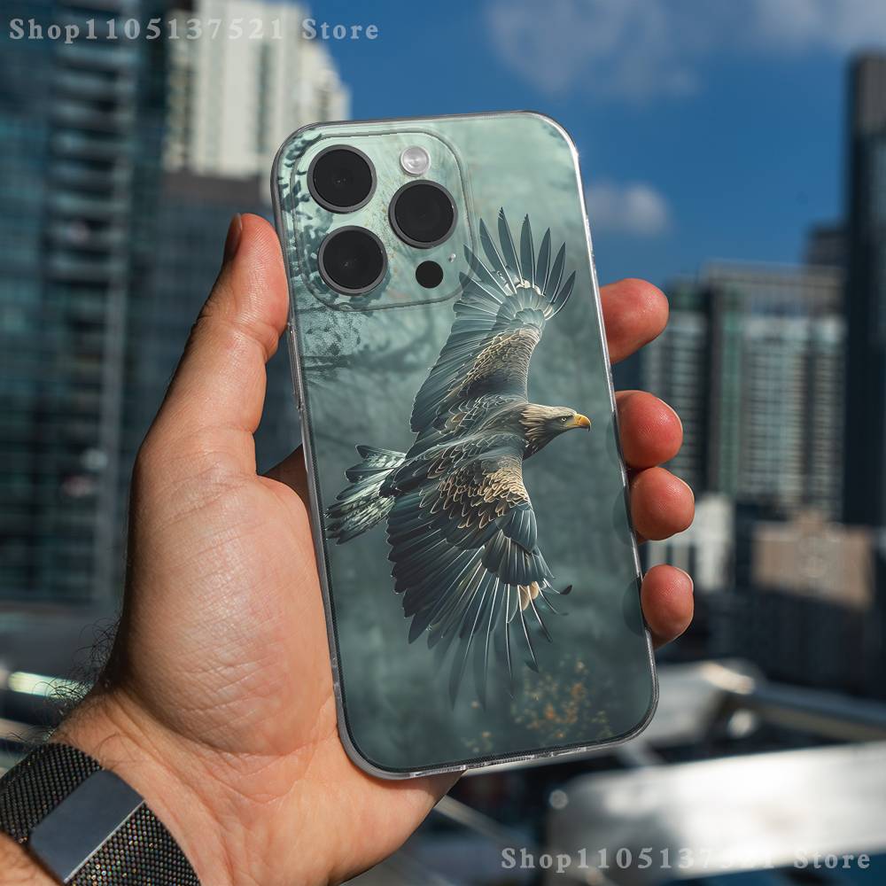 Cool Animal Eagle Art Phone Case For iPhone 16,15,17,12,13,14,11 Max,Pro,Plus,X,XS,XR,SE4,E Mini Transparent Cover