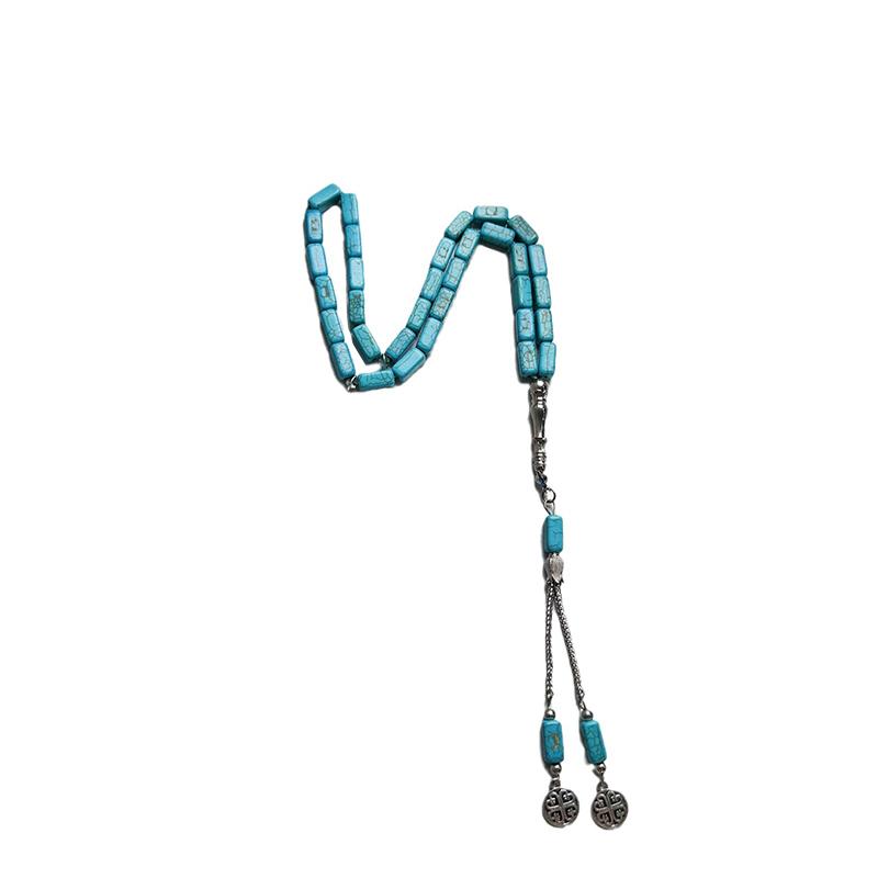 1шт ручной счетчик мусульманские имитация бирюзовые классические не позолоченные прямоугольные каменные молитвенные четки праздничные случаи 33 бусины