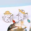 Cute Fishing Couple Forest Brooch Cat Series Gift