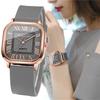 Women Square Watches Silicone Band Roma Dial Quartz Wristwatch for Ladies Clock