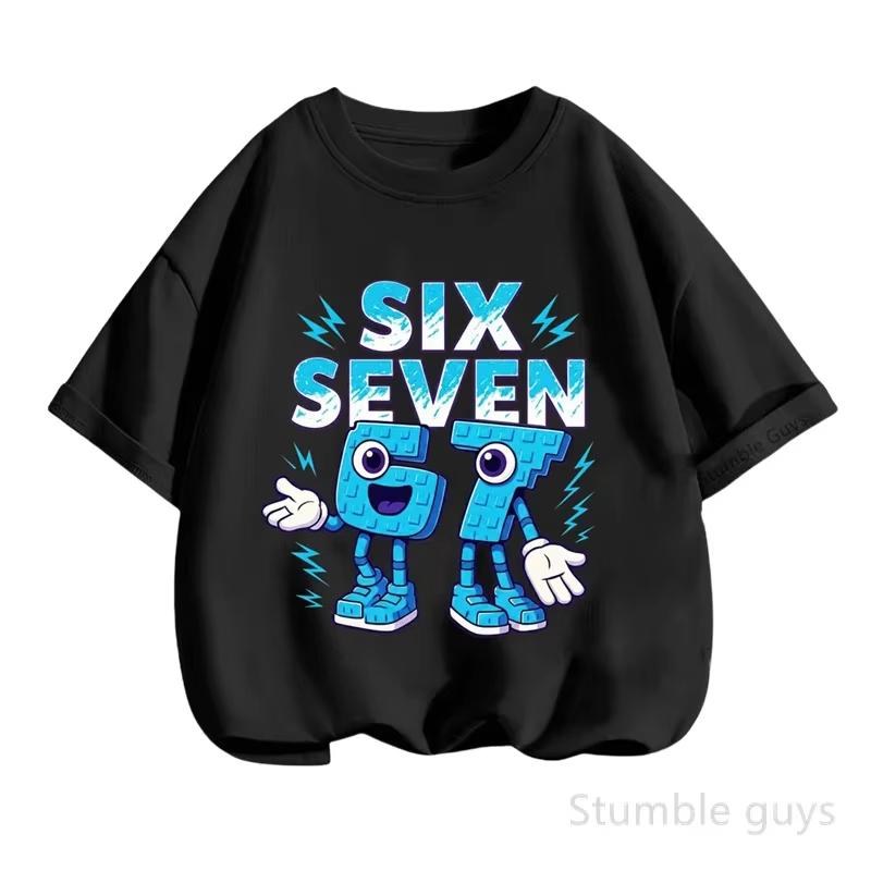Детская футболка Stumble Guys SIX SEVEN 67 с графическим принтом, мягкий хлопок, игровая одежда для мальчиков и девочек df0129