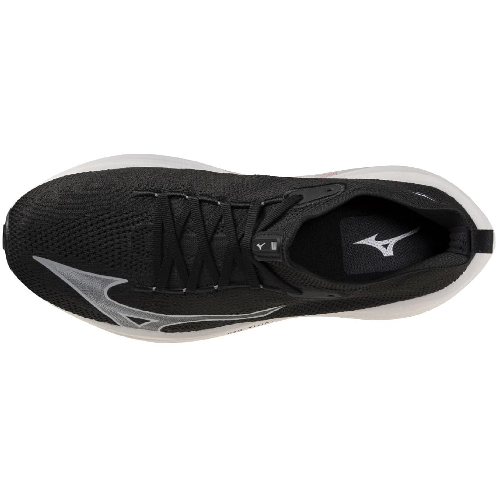 Mizuno Кроссовки NEO VISTA для бега, толстые, черные x темно-серые x светлые, 2E, для джоггинга, марафона, тренировок, спорта, легкие, упругие, подошва, серые, 24,5 см,