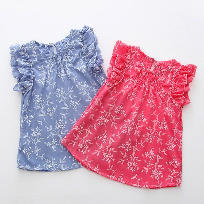 Детское летнее платье из полиэстера и хлопка