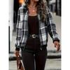 Клетчатая молния спереди Jcaket, повседневная куртка с длинным рукавом для весны и осени, женская одежда