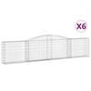 Vidaxl Kosze Gabionowe, 6 Szt, 400X30X80/100 Cm, Galwanizowane Żelazo