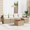 VidaXL 6-Piece Garden Sofa Set with Beige Cushions Rattan Acacia 3347568