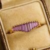 Baguette Amethyst Promise Ring, February Birthstone Ring, Yellow Gold Plated Silver , Perfect Gift For Her