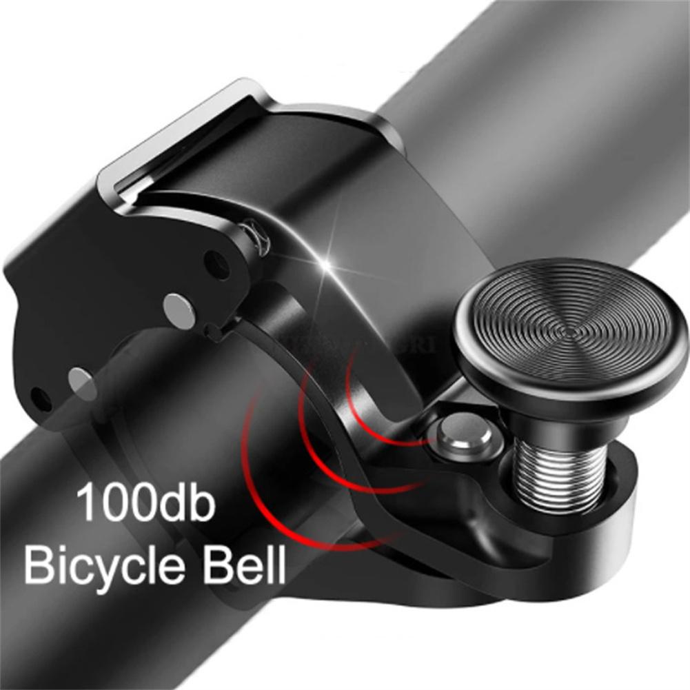 Bike Horn Electric Bicycle Bell Aluminum Alloy 100db Cycling Handlebar Ring Alarm Bells Bicycle Accessories Portable Sound Alarm For Kid's Bike Road B