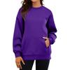 Women's Casual Fashion Long Sleeve Solid Color Round Neck Sweatshirt Top With Pockets