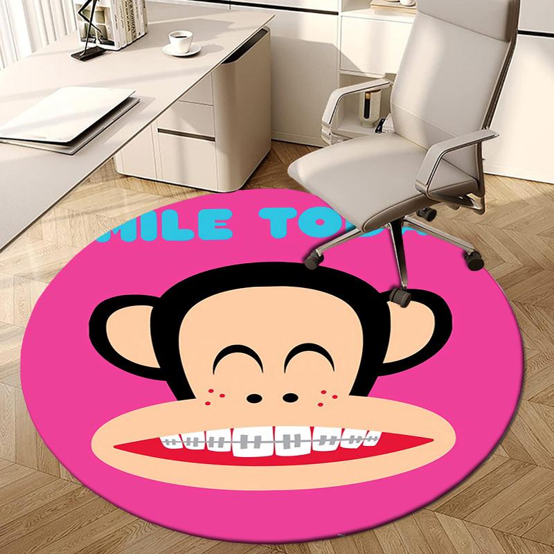 1pc Smile Today Monkey Round carpet, Made of Polyester,Perfect for Decorating Office Chairs, Living Rooms,Vibrant Decorative Rug