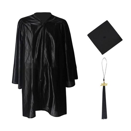 2 шт./комплект, детская униформа бакалавра с шапочкой, V-образный вырез, длина до колена, длинный рукав, застежка-молния, плиссированная мантия для студентов гуманитарных наук, выпускной