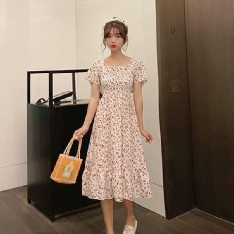Shop Women Smock Banding Floral Long Dress Won Wdr Wd09a92