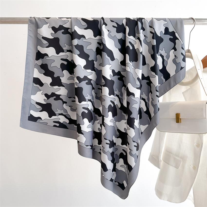 Корейская версия шелкового шарфа с облачной печатью 90 см, женский шелковый шарф из саржи, универсальный квадратный шарф, шаль для защиты от солнца, платок на голову