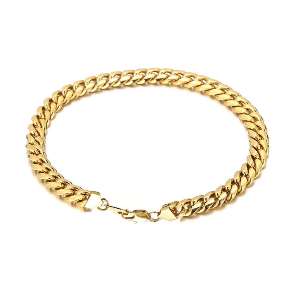 Punk Fashion 8mm Miami Curb Cuban Link Chain Bracelet Gold Silver Color Stainless Steel Hand Chains For Men Women Jewelry Gift