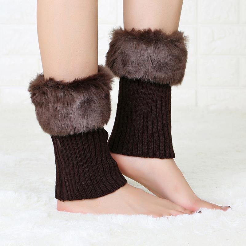 Women's Winter New Average Size Short Flip Flop Fur Warm Socks Boot Covers Knitted Wool Leg Warmers Breathable Anti-friction