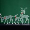 Оленьи газонные украшения Металлический каркас Оленьи украшения Светодиодный набор семьи оленей для рождественского декора Железные олени с подсветкой для двора