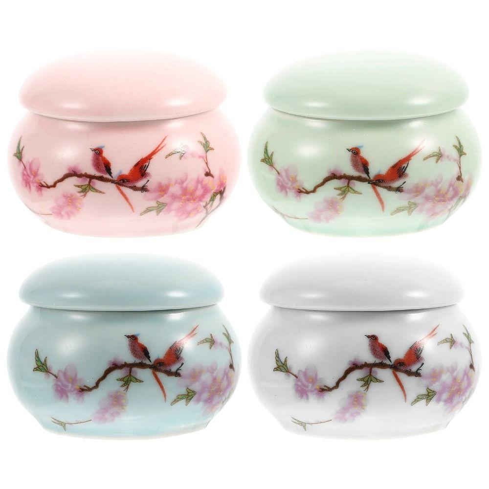 Mini Glaze Ceramic Jars Small Powder Ointment Cans Light Weight Nail Cup with Lid Women