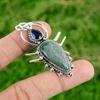 Pear Natural Solar Moss Agate Tanzanite Quartz Sterling Silver Birthday Pendant