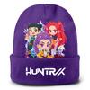 Kids Boys Girls Demon Hunters Rumi Zoey Mira Derpy Printed Knitted Hat Thread Velvet Cap Autumn Winter Warm Knitted Hat