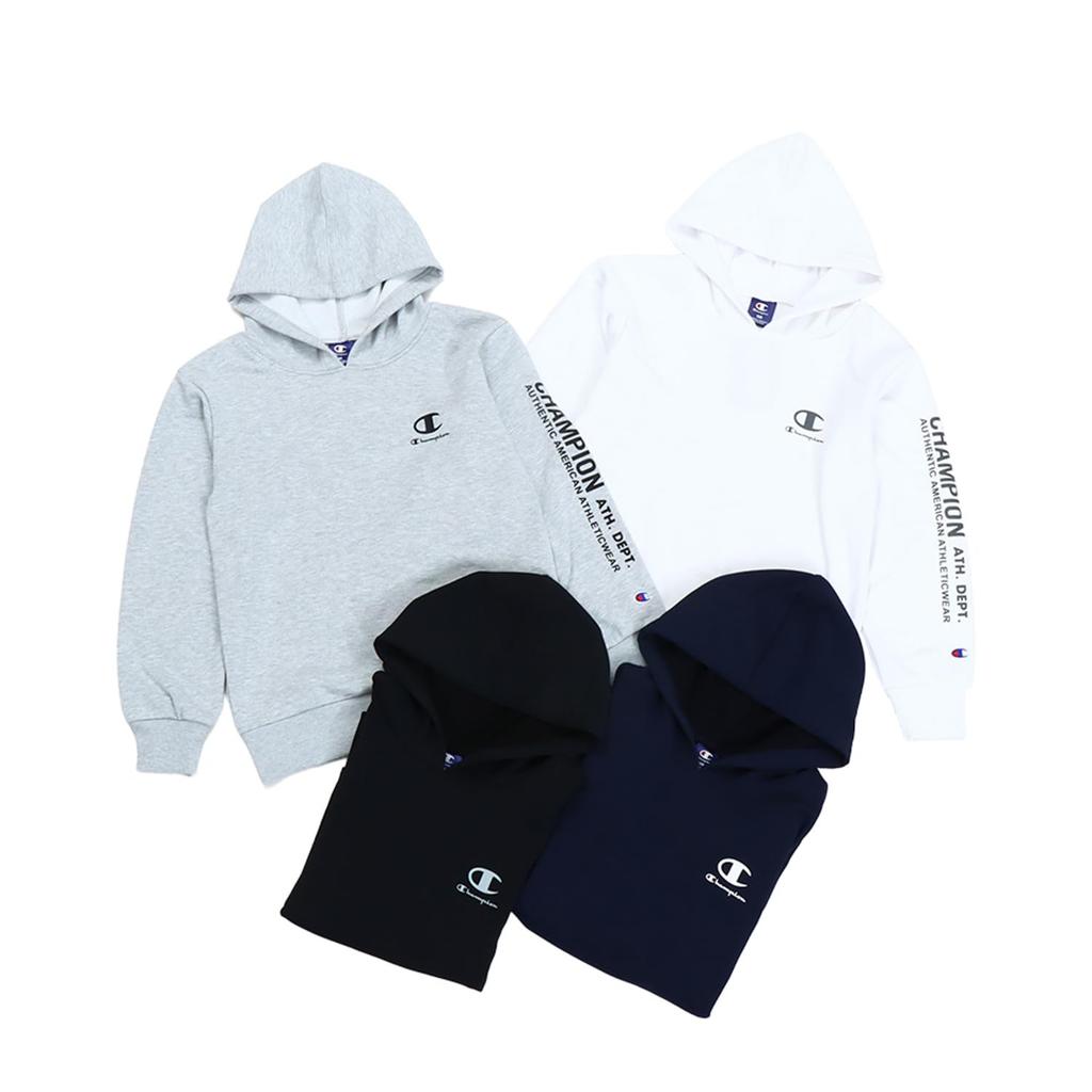 Champion Long Sleeve Schoolboy Hooded Kids' Hoodie, Quick-Drying, One-Point Logo, Sweatshirt, White, CK-ZS102