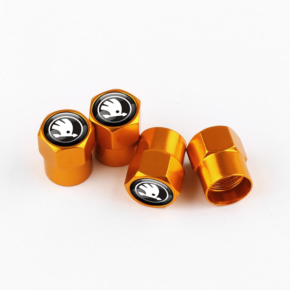 AEXYVP1 For Skoda S Skoda Kodiaq Fabia Kamiq Karoq Octavia 3 A5 A7 Rapid Scala 4pc Car Styling Wheel Tire Valve Air Stem Cap Badge Decor