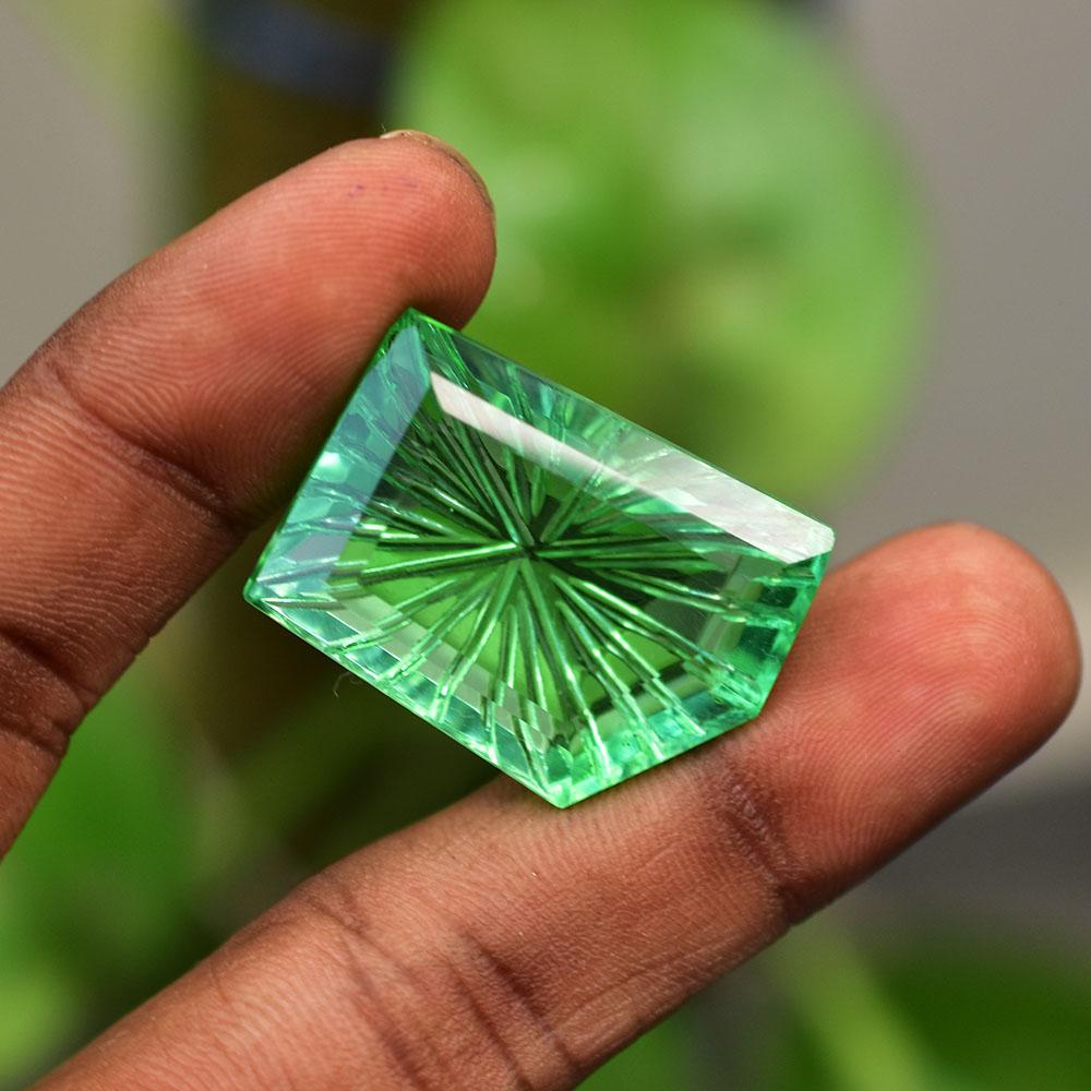 CERTIFIED 29x20mm LIMITED Fancy Cut NATURAL Green Topaz Loose Gemstone