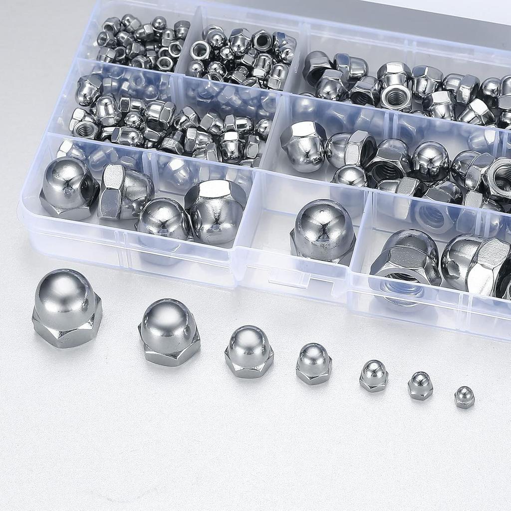165PCS304 Stainless Steel Cover Nut Set M3M4M5M6M8M10 Integrated Semi-round Cover Nut Box