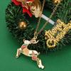 Colorful Reindeer Pendant Necklace: Cute Christmas Cartoon Jewelry for Women