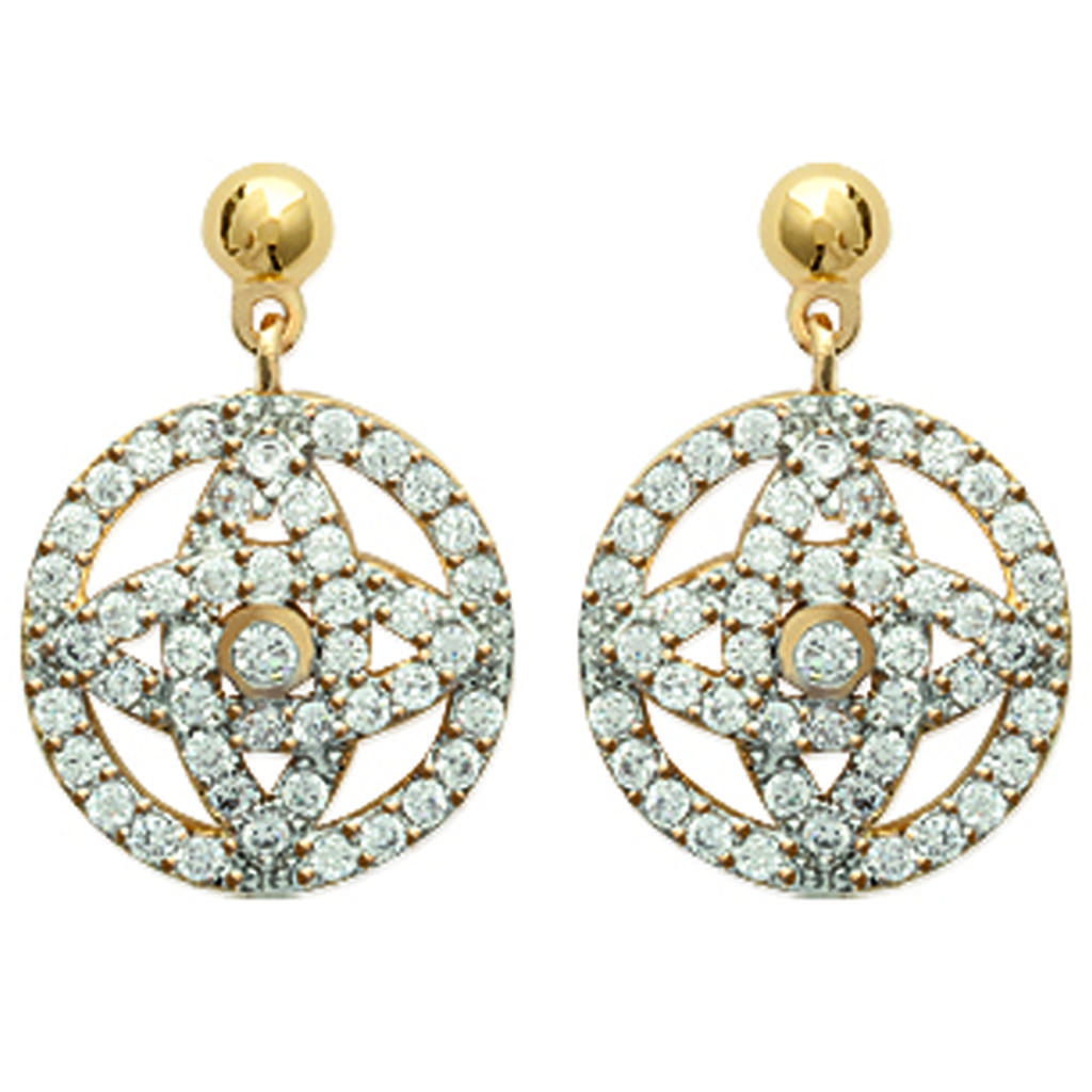 Les Trésors De Lily [K3842] - Gold Plated Earrings 'Déesse' Golden White - 18x12 Mm