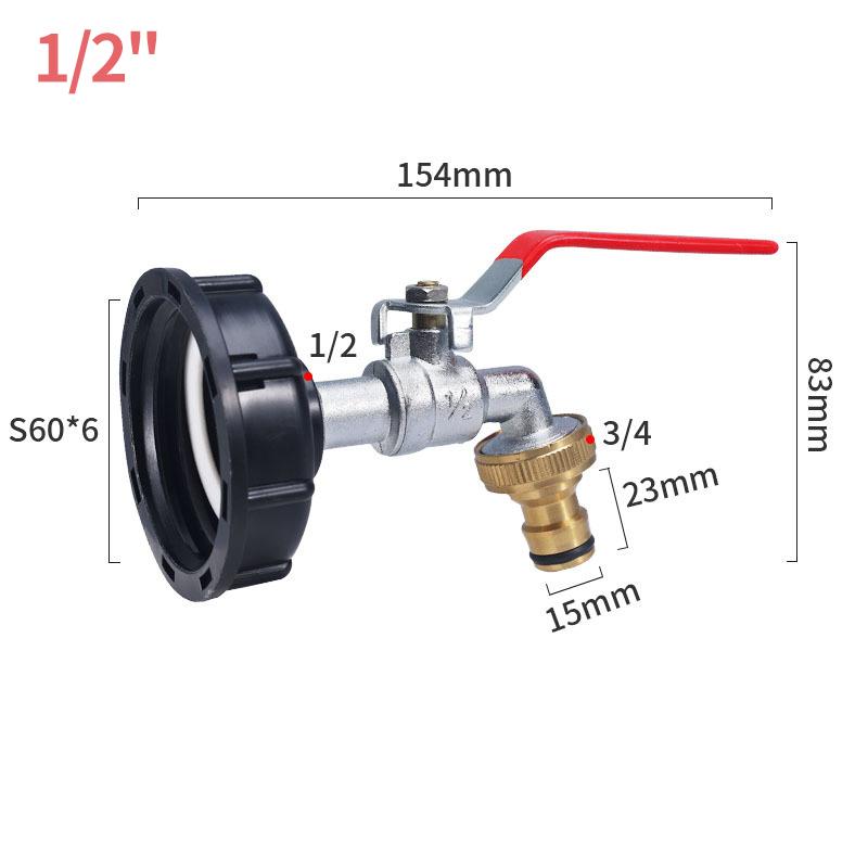 S60 Крупная резьба Соединитель для крана IBC-бака 1/2" 3/4'' Адаптер для водопроводной муфты Фитинг для водяного бака Сменный клапан для садового крана