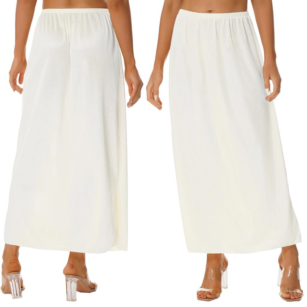 Женская однотонная нижняя юбка с эластичной резинкой на талии, внутренняя юбка-миди, длинная нижняя юбка