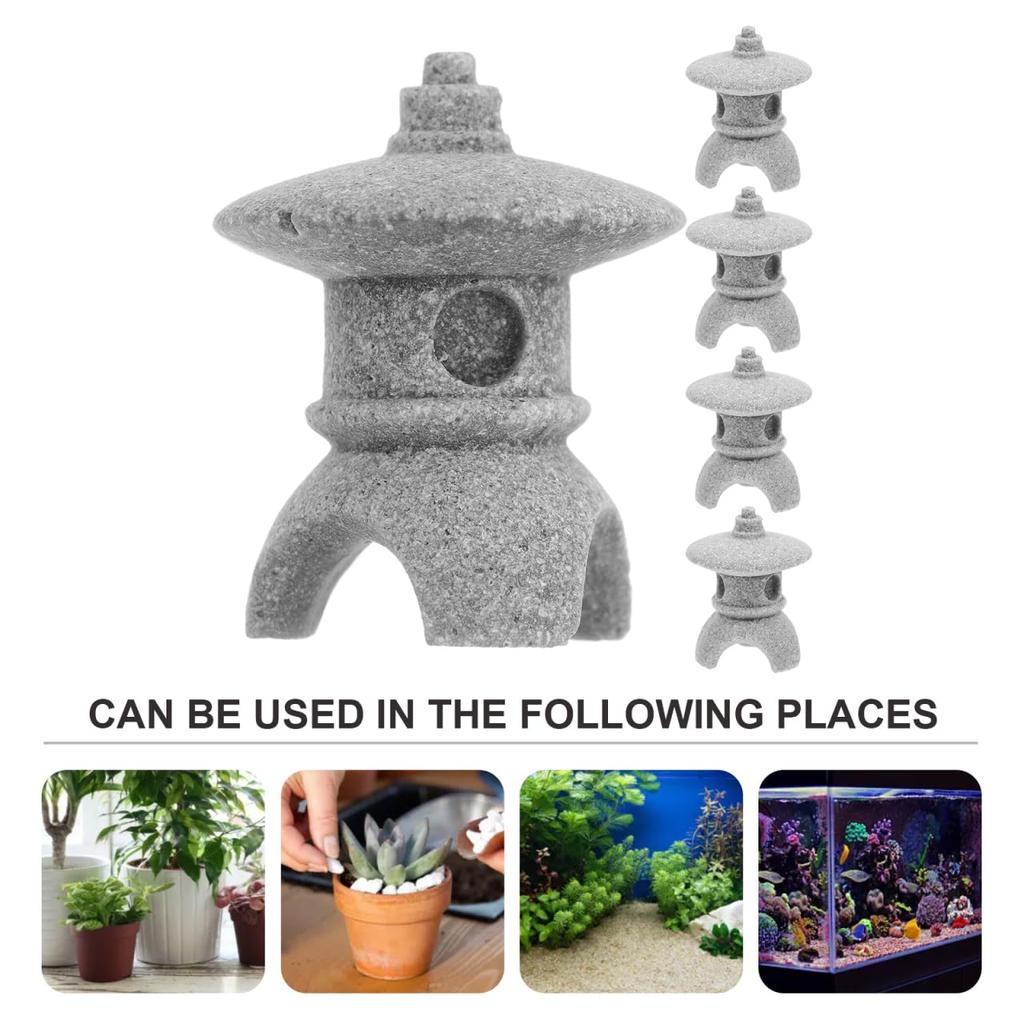 YARDWE Cobblestone Miniature Pagoda Set of Imitation Pavilion Aquarium Lightweight Bonsai Garden Ornaments Statues, 5, Statues, Decor, Figurines,