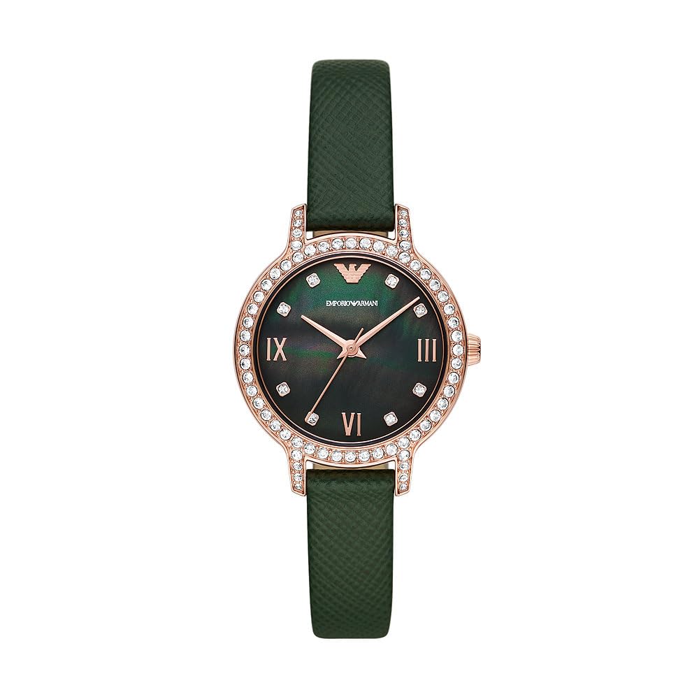 Emporio Armani Analog Quartz Watch with Leather Strap AR11577 Women's