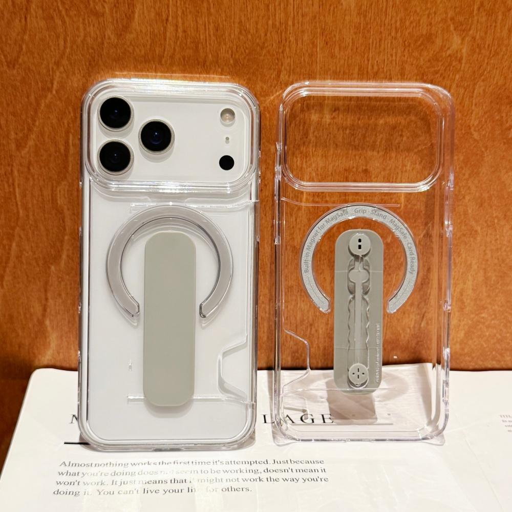 Card Holder Clear Bracket Magnetic Case For For Iphone 17 16 15 14 13 Pro Max For Charging Shockproof Acrylic Cover