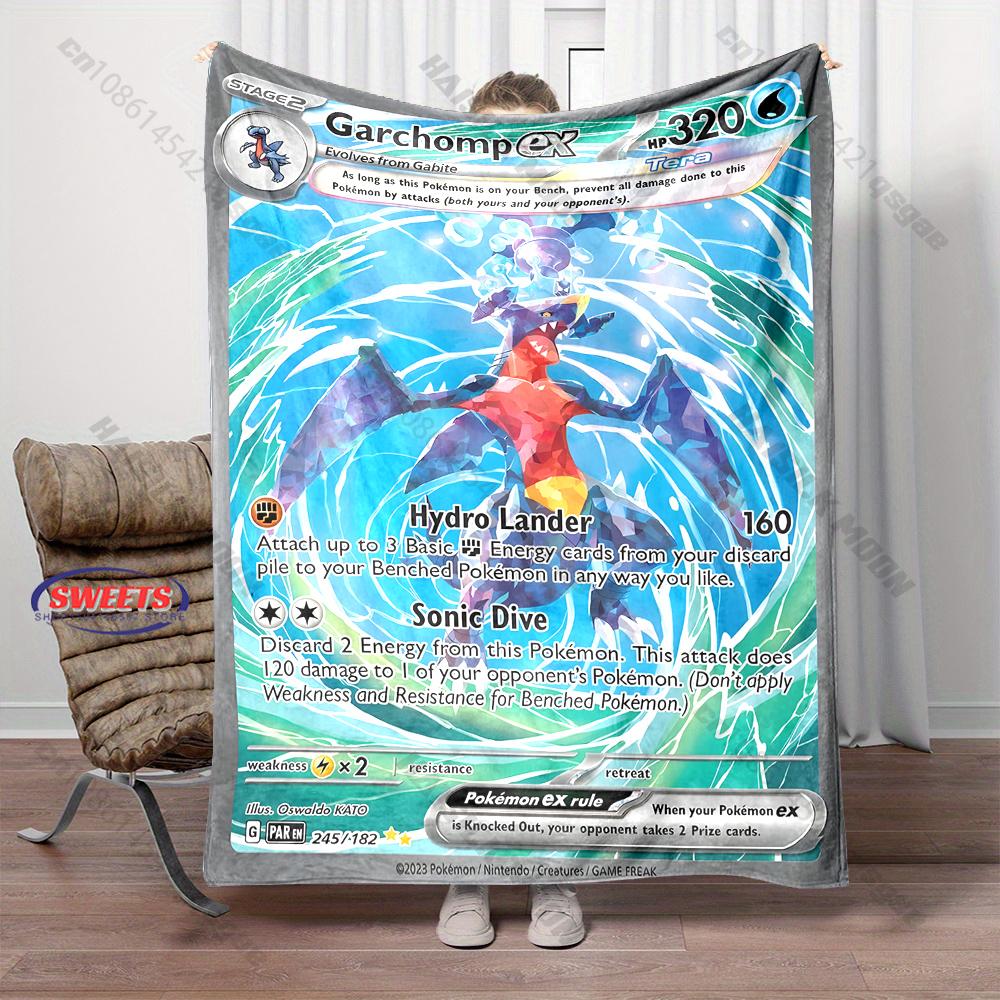 Free Shipping! Pokemon Garchomp Cards Print Blanket Warm Soft Comfortable Home Travel Sofa Bedding Cover Blanket Holiday Gift