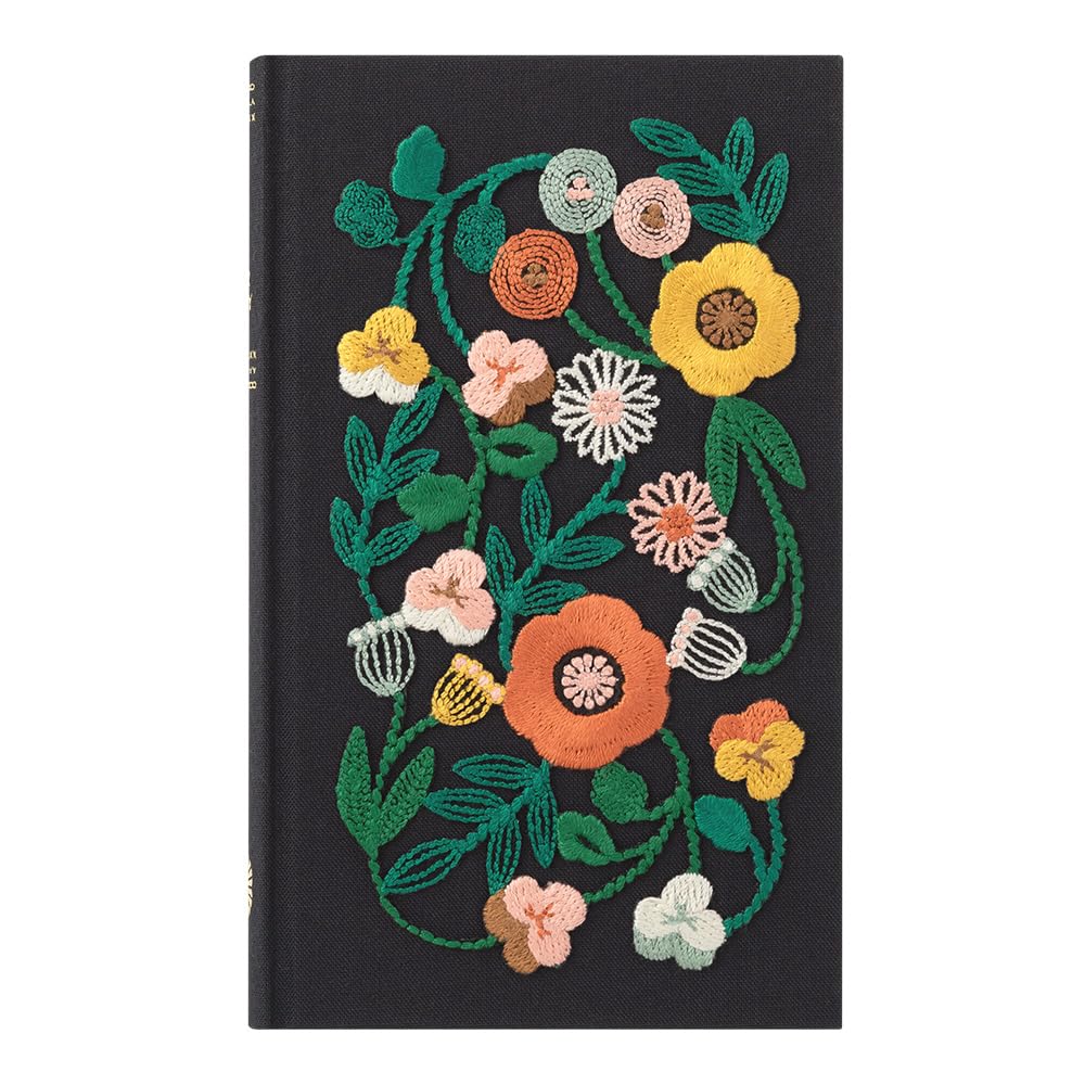 Ежедневник Midori с вышивкой «Цветочная серия» 12707006, на 5 лет использования, с рисунком, черный,