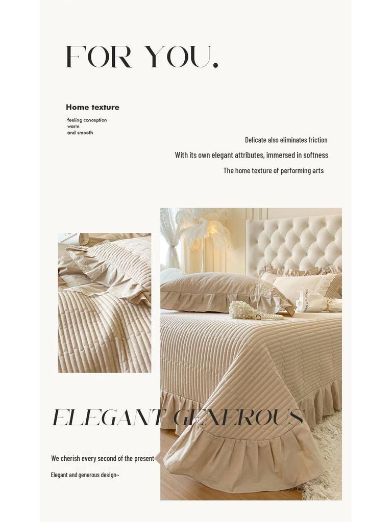 Хлопковый комплект постельного белья 2025 G5Z French Sweetheart - 4 предмета с простыней на резинке и покрывалом