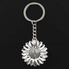 Fashion Keychain 37x37mm Sunflower Flower Silver Color Pendants DIY Men Jewelry Car Key Chain Ring Holder Souvenir For Gift