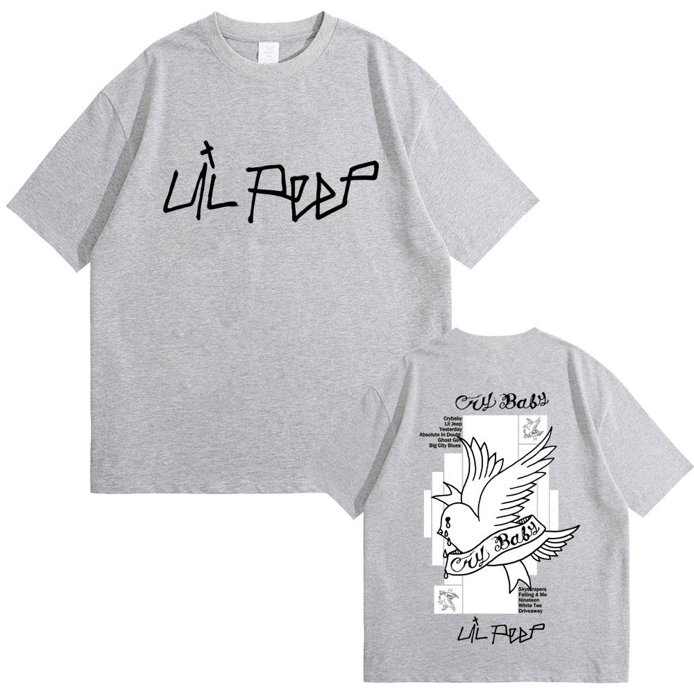 Rapper Lil Peep Crybaby Album Graphic T Shirt Men Women Hip Hop Fashion Tshirts Male Casual Vintage Oversized Short Sleeve Tees